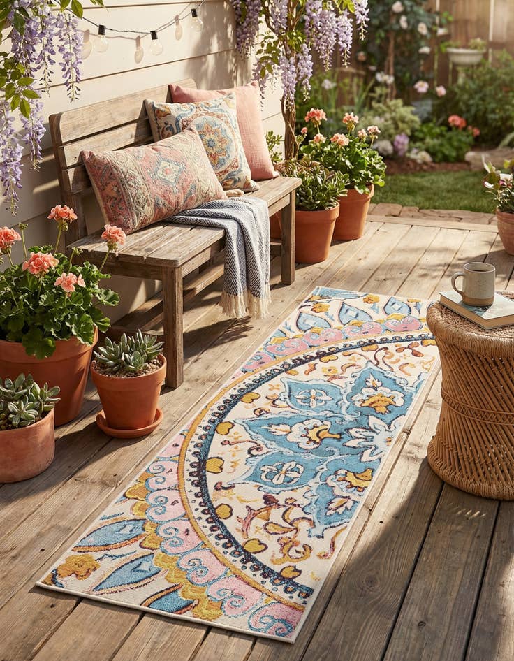 Detail image of 2' x 6'  Washable Traditional Indoor / Outdoor Runner Rug