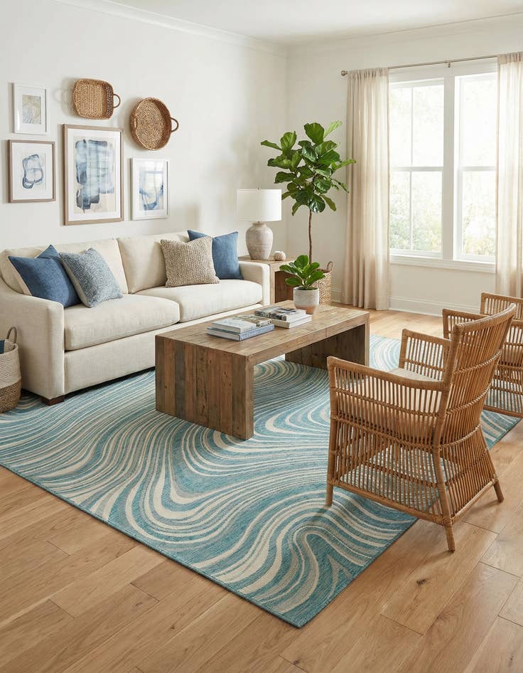 Detail image of  9' x 12'  Washable Modern Indoor / Outdoor Rug