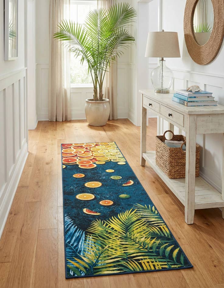 Detail image of  2' 7 x 12'  Washable Coastal Indoor / Outdoor Runner Rug