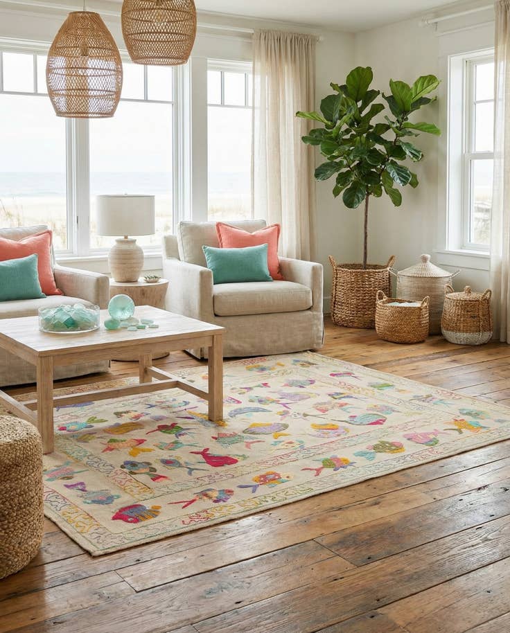 Detail image of 4' 9 x 6' 4 Hand Woven Kilim Suzani Wool Rug