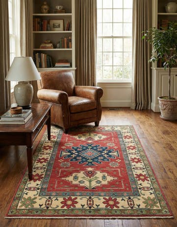 4' x 6' 3 Hand Knotted Kazak Rug