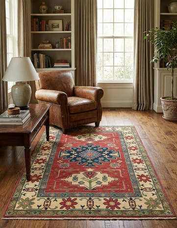 4' x 6' 3 Hand Knotted Kazak Rug