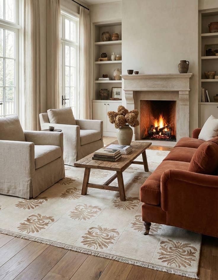 Detail image of  6' 6 x 9' 11  Hand Knotted Darya Wool Rug