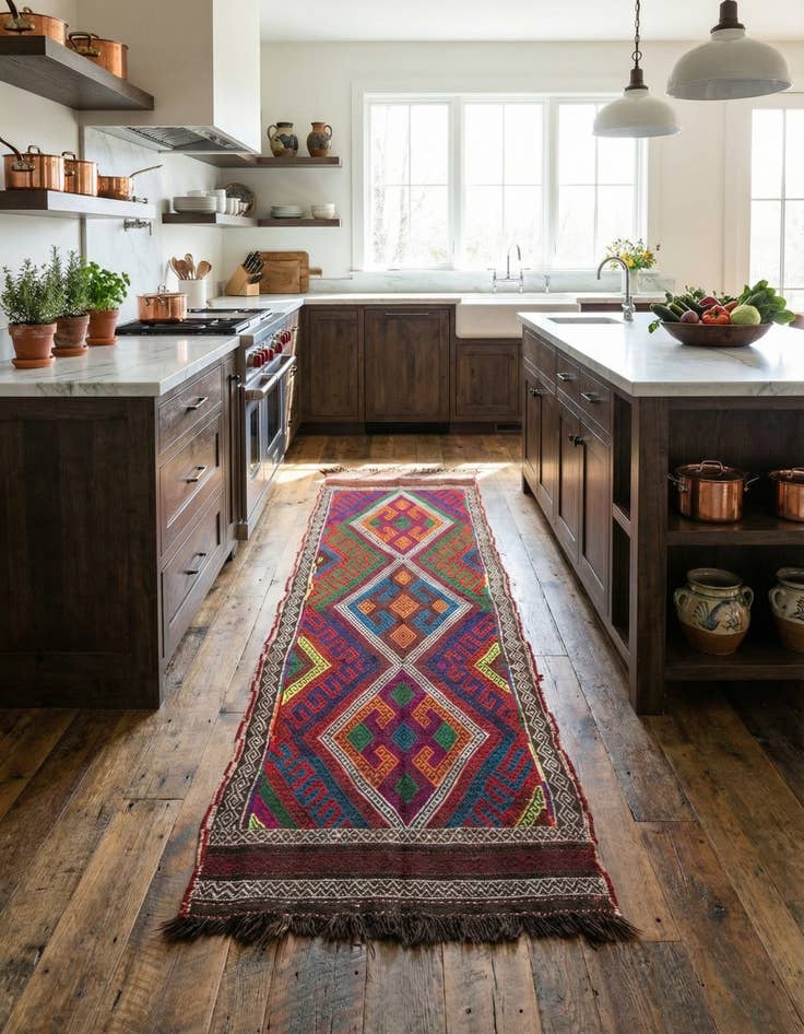 Detail image of 2' 3 x 8' 2  Hand Knotted Kilim Fars Persian Wool Runner Rug