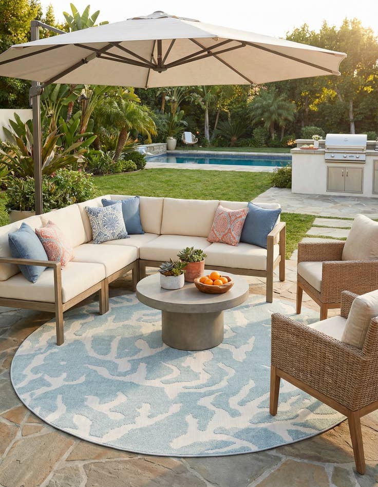 Detail image of  10' x 10'  Washable Sabrina Soto Indoor / Outdoor Round Rug