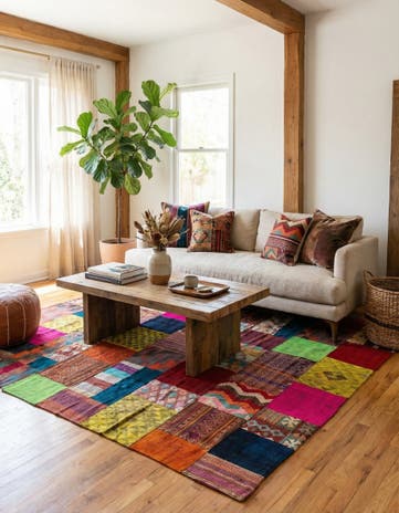 5' 5 x 7' 10 Hand Woven Kilim Patchwork Wool Rug