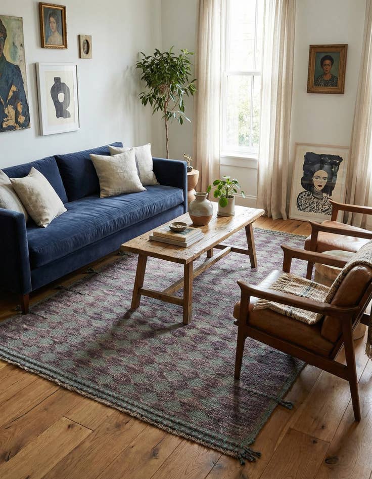 Detail image of 5' 2 x 8'  Hand Knotted Moroccan Wool Rug