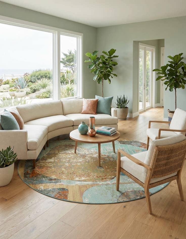 Detail image of  10' x 10'  Washable Modern Indoor / Outdoor Round Rug