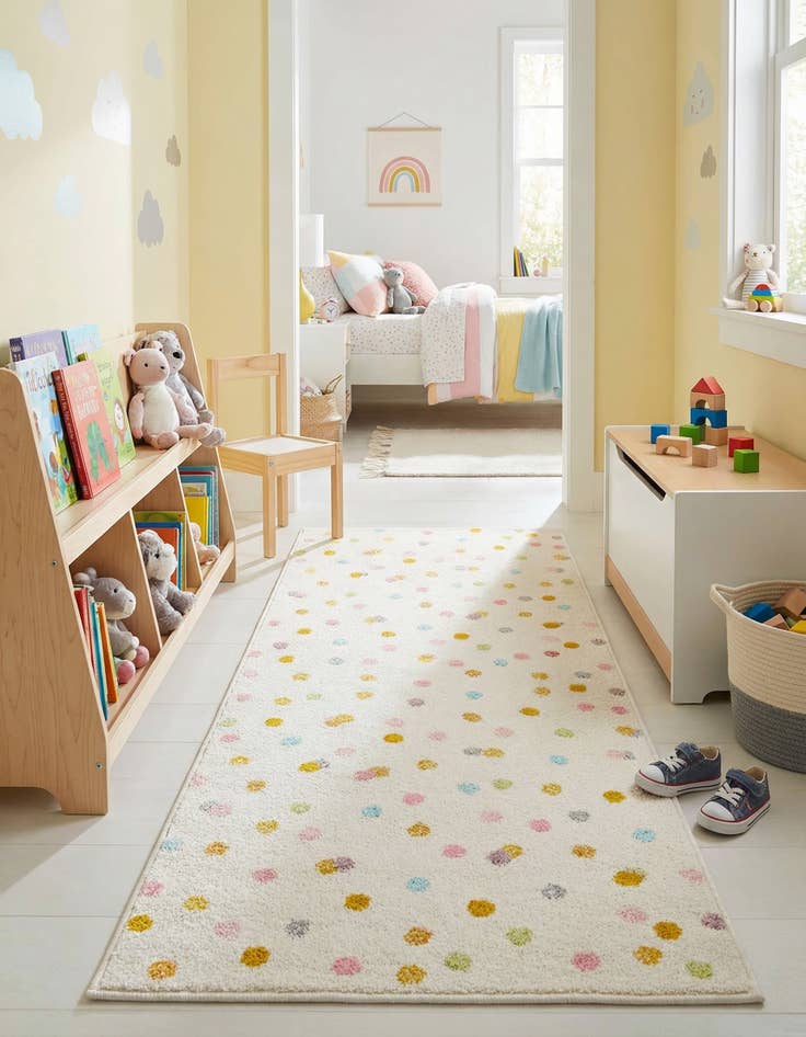 Detail image of 2' 2 x 6' 1 Polka Dot Whimsy Kids Runner Rug