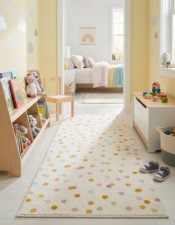 Ivory Polka Dot Whimsy Kids Runner Rug