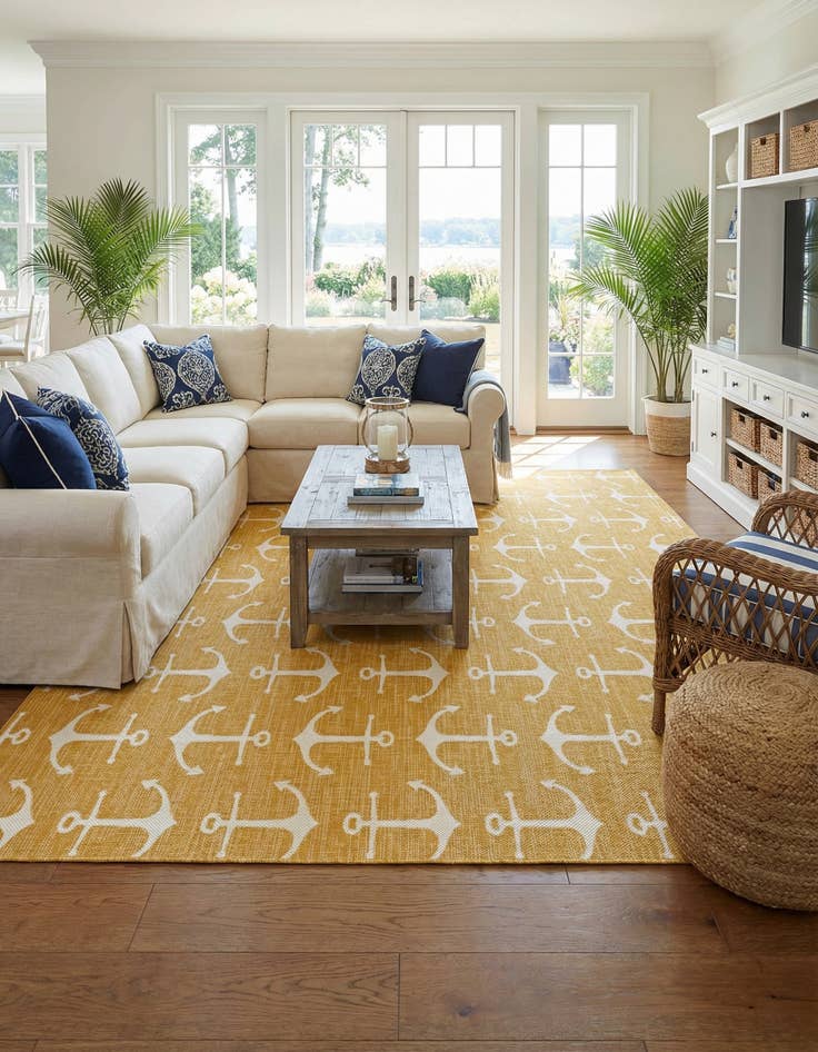 Detail image of  10' x 14'  Washable Coastal Indoor / Outdoor Rug