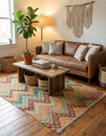 4' 3 x 6' Hand Woven Kilim Maymana Wool Rug