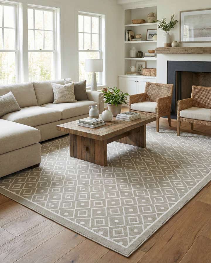 9' x 12' Easy-Clean Trellis Indoor / Outdoor Rug
