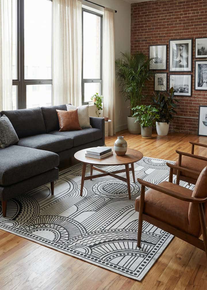6' x 9' Easy-Clean Traditional Indoor / Outdoor Rug