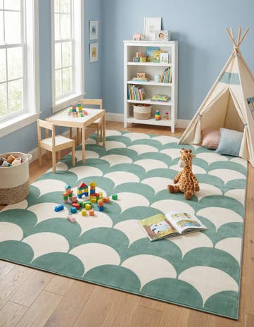 Soft Green Whimsy Kids Rug