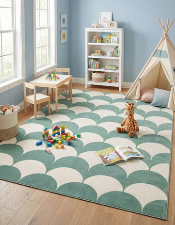 Soft Green Whimsy Kids Rug
