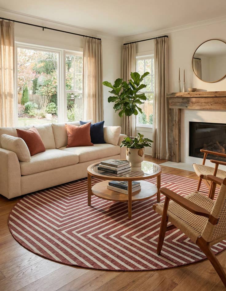 Detail image of  7' 10 x 7' 10  Washable Modern Indoor / Outdoor Round Rug