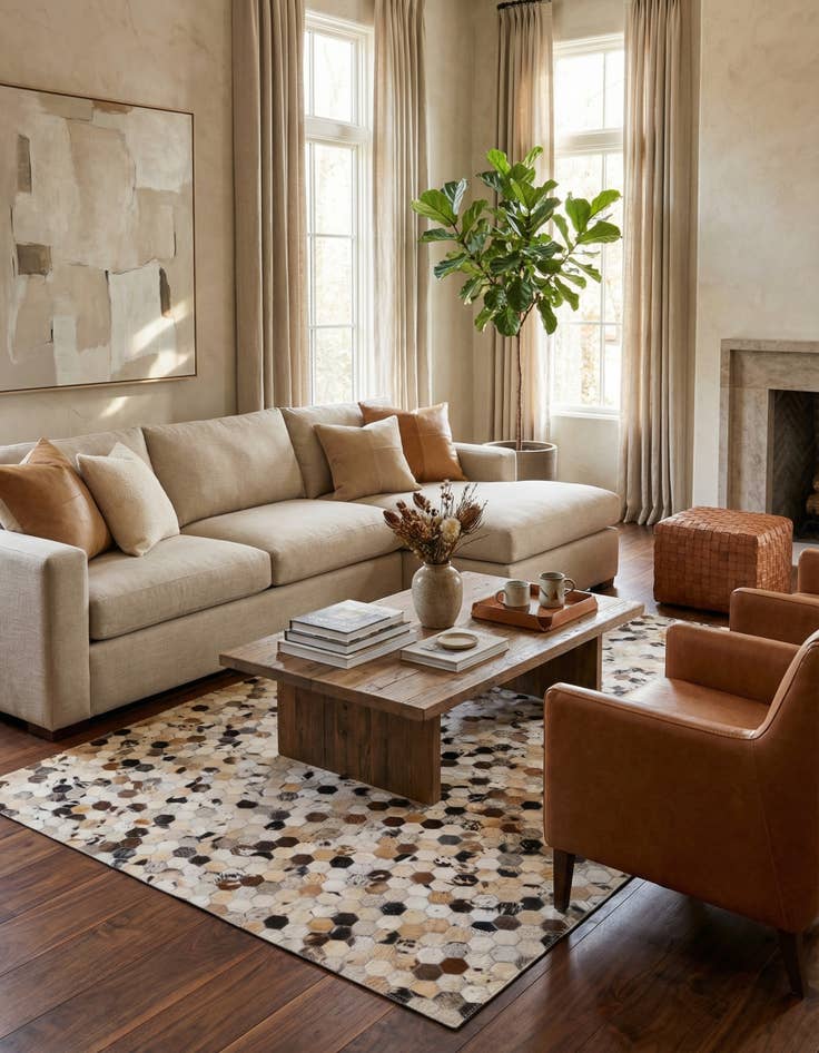 Detail image of 4' 9 x 8' Cowhide Rug