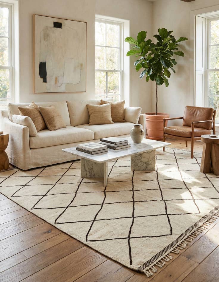 Detail image of  6' 8 x 10' 3  Hand Knotted Moroccan Wool Rug