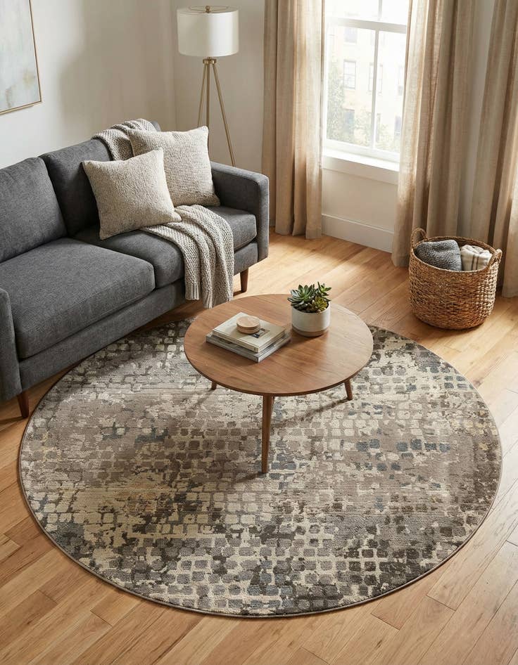 Detail image of  6' x 6'  Washable Theia Round Rug