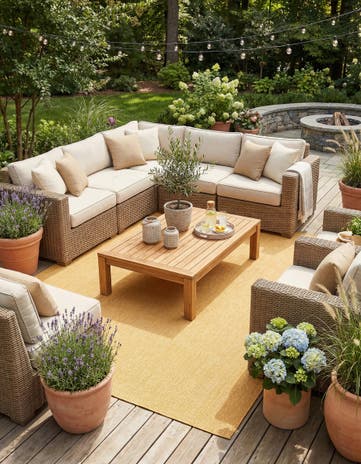Corn Harvest Yellow Easy-Clean Solid Indoor / Outdoor Square Rug