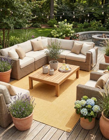 Corn Harvest Yellow Easy-Clean Solid Indoor / Outdoor Square Rug
