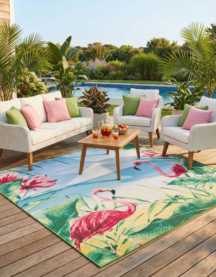 Detail image of  10' x 10'  Washable Jill Zarin Caribbean Indoor / Outdoor Square Rug