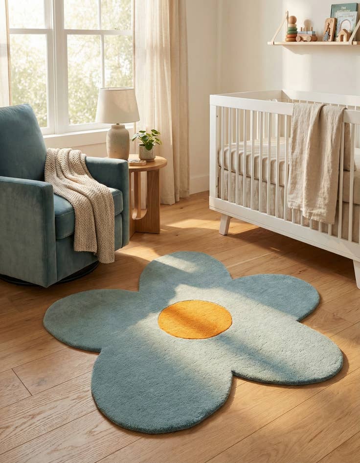 Detail image of 5' 1 x 5' 1 Happy Rugs Funky Flower Wool Round