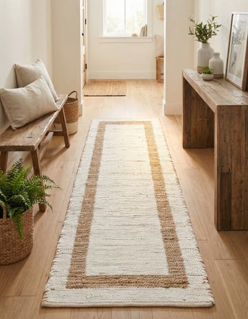2' 7 x 10' Hand Woven Chindi Jute Runner Rug