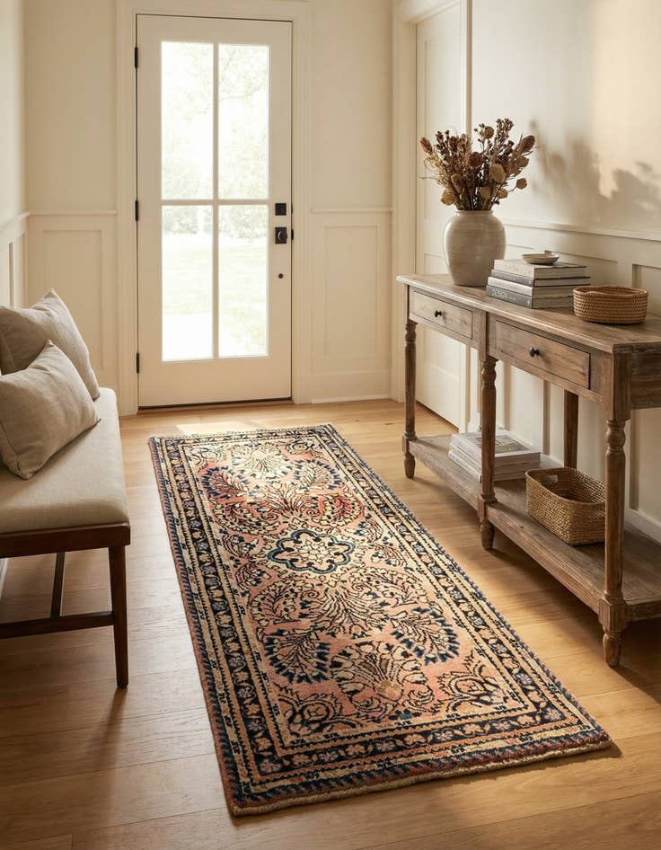 Detail image of  2' 1 x 3' 10  Hand Knotted Hamedan Persian Wool Runner Rug