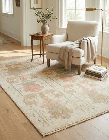 4' 4 x 7' 5 Hand Knotted Oushak Wool Rug