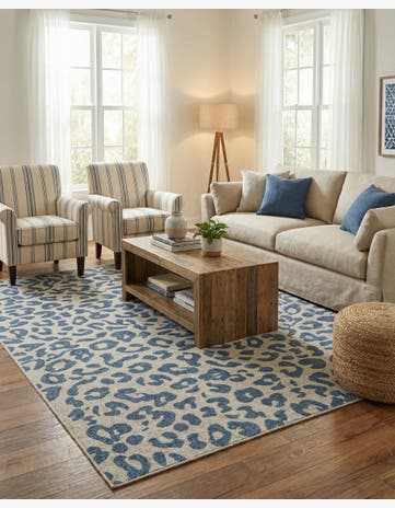 Blue Easy-Clean Safari Indoor / Outdoor Rug