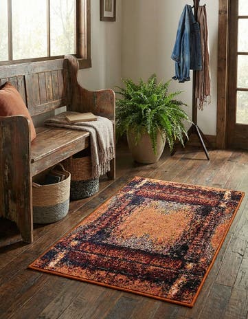 Orange Washable Hyacinth Rug
