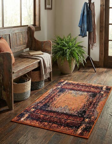 Orange Washable Hyacinth Rug