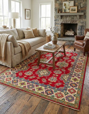 5' 8 x 8' Hand Knotted Kazak Rug