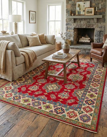 5' 8 x 8' Hand Knotted Kazak Rug