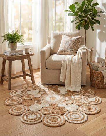 4' 1 x 4' 1 Handmade Braided Jute Round Rug