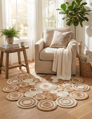 4' 1 x 4' 1 Handmade Braided Jute Round Rug
