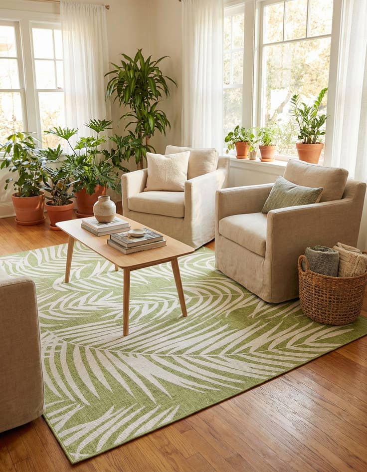 Detail image of 7' x 10'  Washable Botanical Indoor / Outdoor Rug