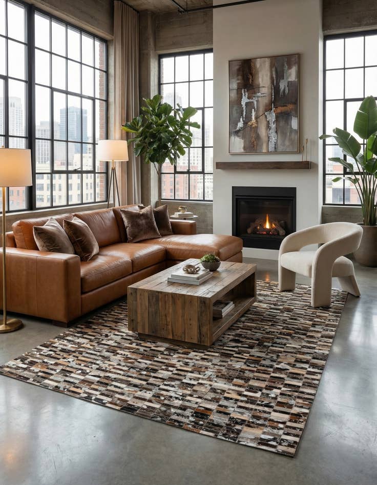 Detail image of  5' x 7' 11 Cowhide - Patchwork Rug