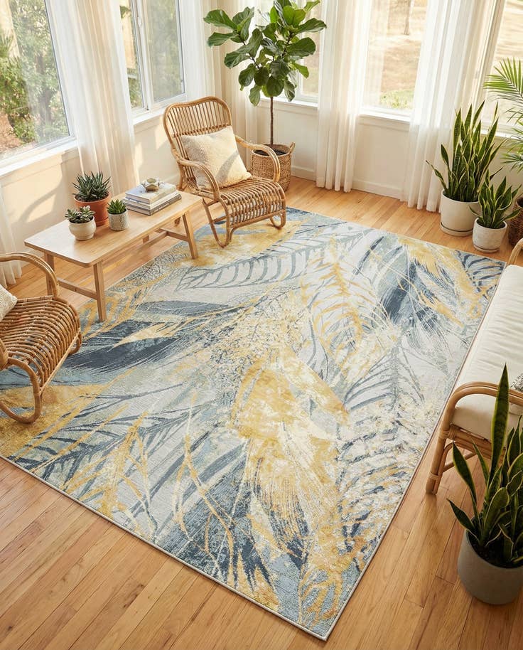 Detail image of 6' x 9' Easy-Clean Botanical Indoor / Outdoor Rug