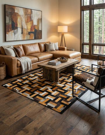 5' 1 x 8' Cowhide - Patchwork Rug