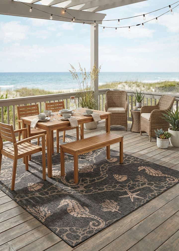 9' x 12' Easy-Clean Coastal Indoor / Outdoor Rug