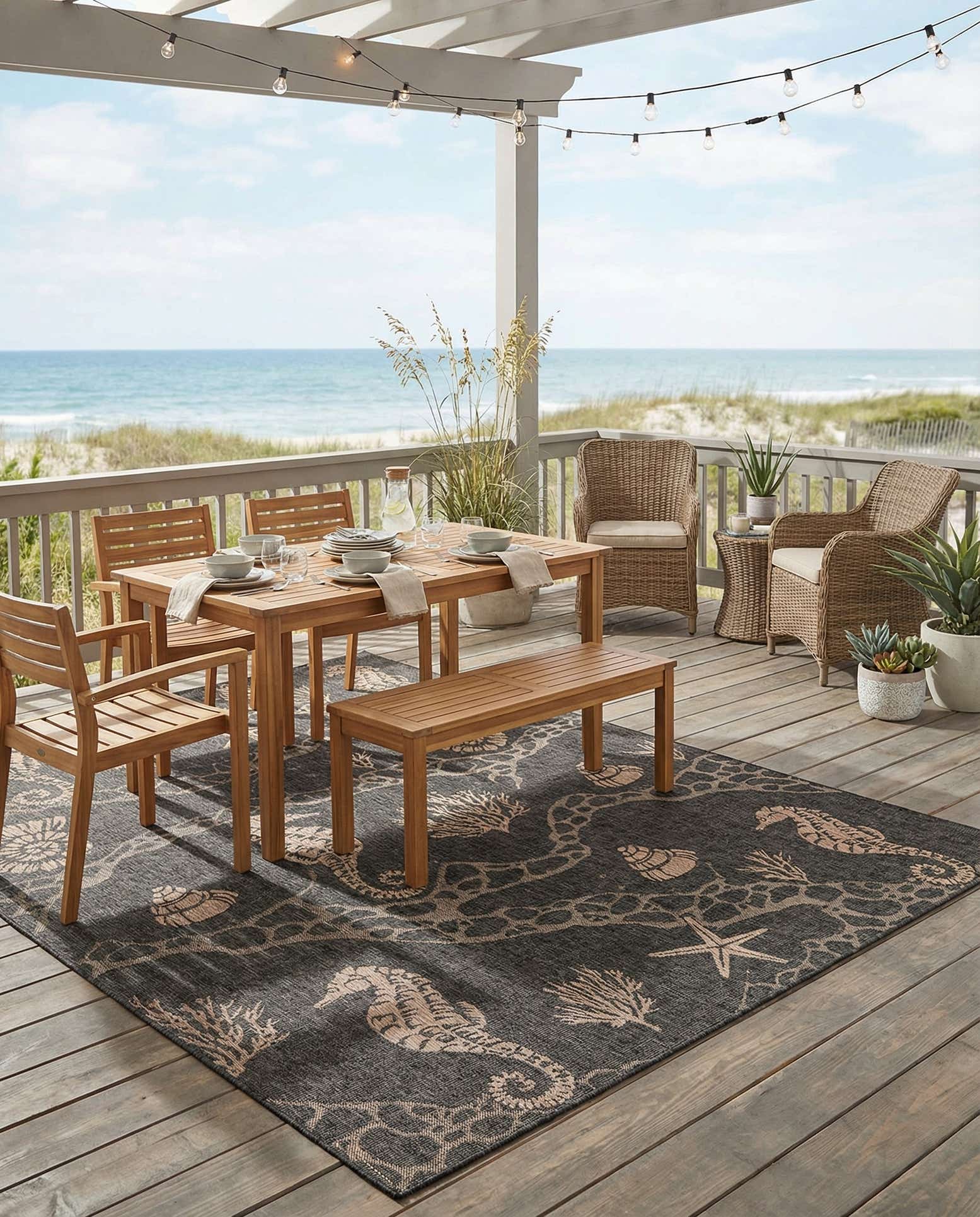 9' x 12' Easy-Clean Coastal Indoor / Outdoor Rug