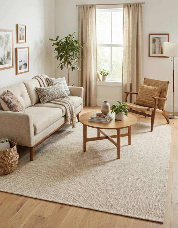 Detail image of  6' 1 x 9'  Hand Woven Geo Trellis Flatweave Rug