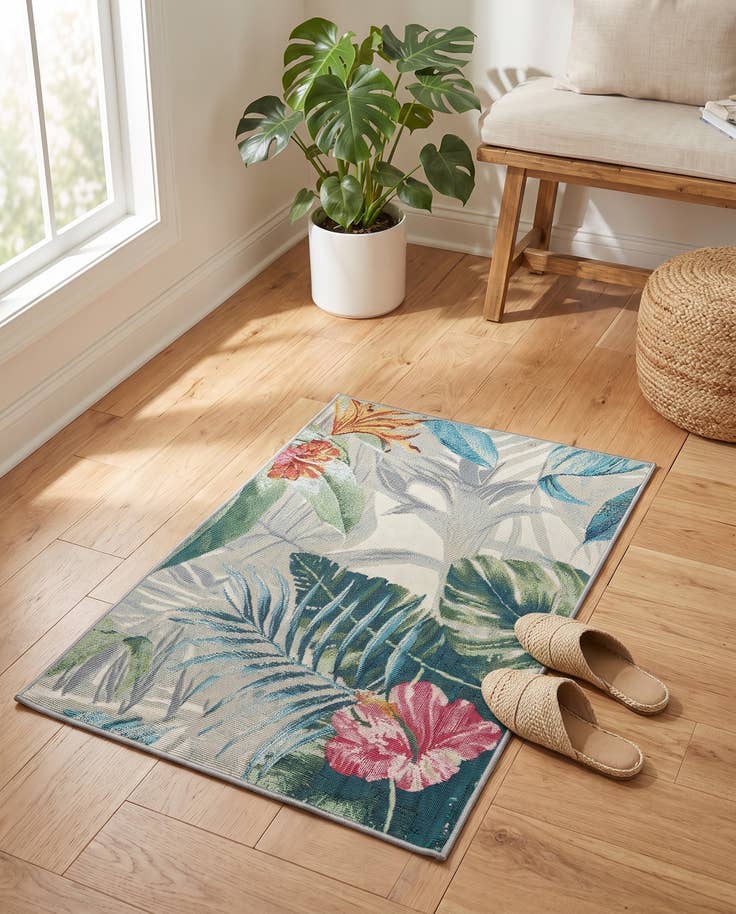 Detail image of 2' x 3' Easy-Clean Botanical Indoor / Outdoor Rug