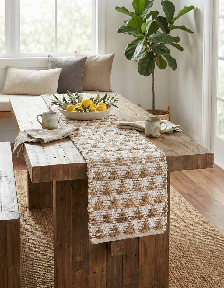 Detail image of  1' 2 x 6' 1  Hand Woven Chindi Jute Table Runner Rug