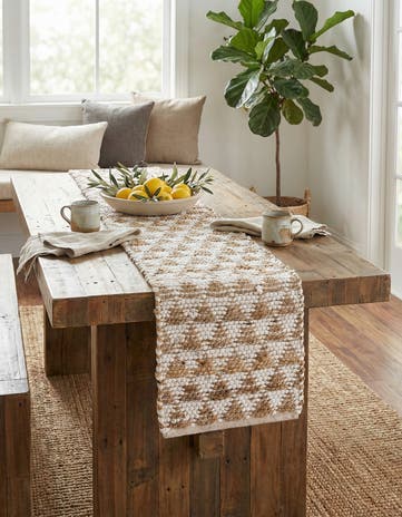White Hand Woven Chindi Jute Table Runner Rug