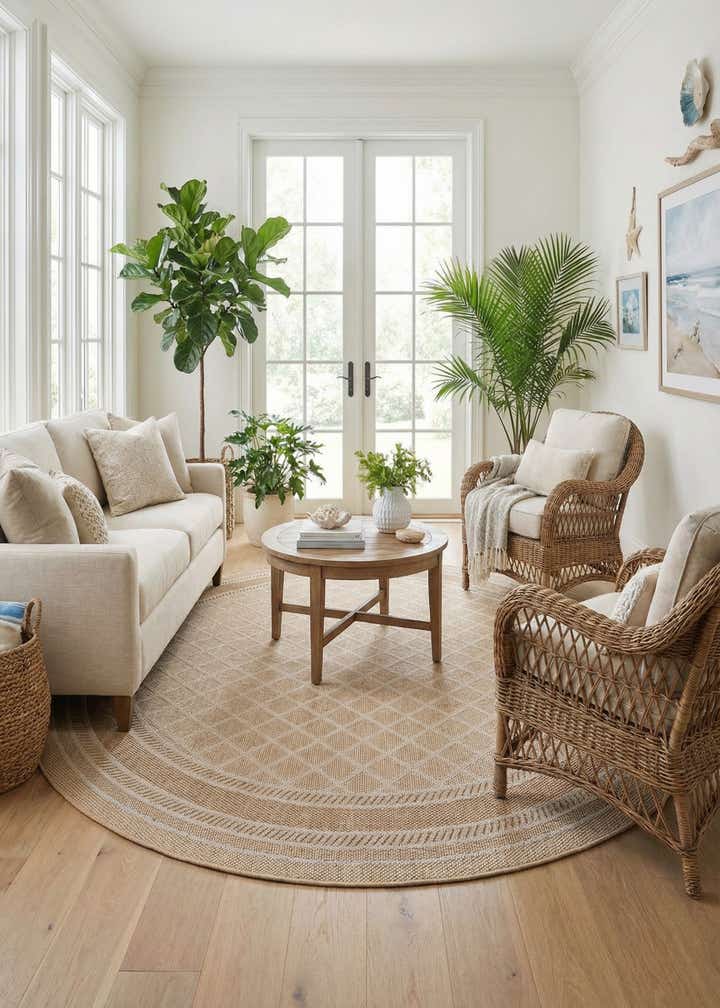 10' x 10' Easy-Clean Trellis Indoor / Outdoor Round Rug