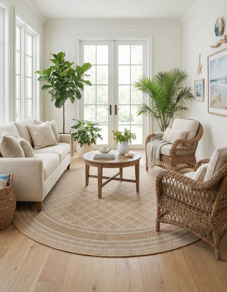 Detail image of 10' x 10' Easy-Clean Trellis Indoor / Outdoor Round Rug